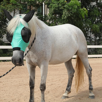 Horse Fly Mask with Ears - Large Eye Space for Full Vision, Breathable Stretch Comfort Fit, UV