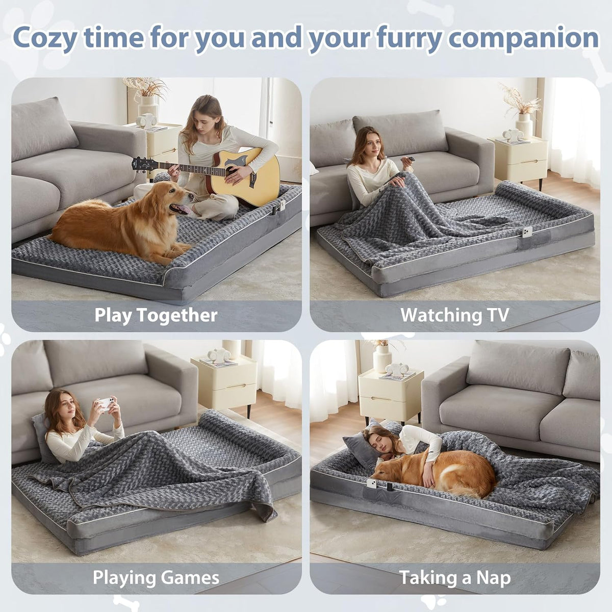 BFPETHOME Orthopedic Dog Beds for Extra Large Dogs, Waterproof Sofa XXL Dog Bed with Sides