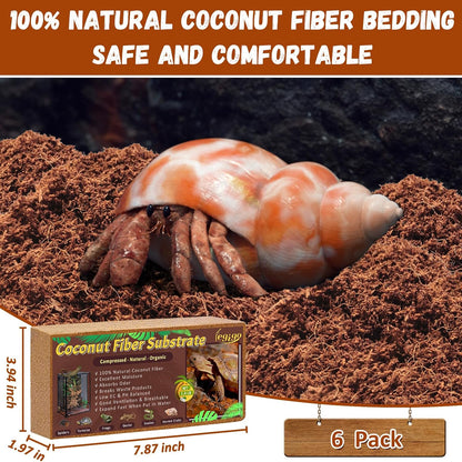 Legigo 6 Pack Compressed Coconut Fiber Substrate - 100% Organic Coconut Fiber Brick Bedding for