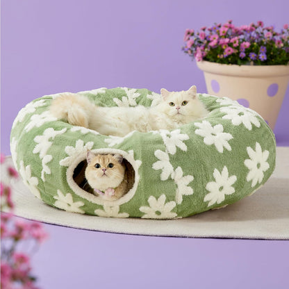 Lesure Cat Tunnel Bed for Indoor Cats - Cute Cat Donut Tunnel Toys for Small Large Cats with