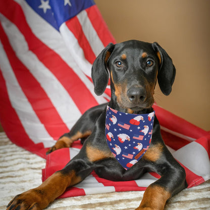 ADOGGYGO American Flag Dog Bandanas, Red Blue Patriotic Eagles USA Flag Scarf, Multi Size, 4th of