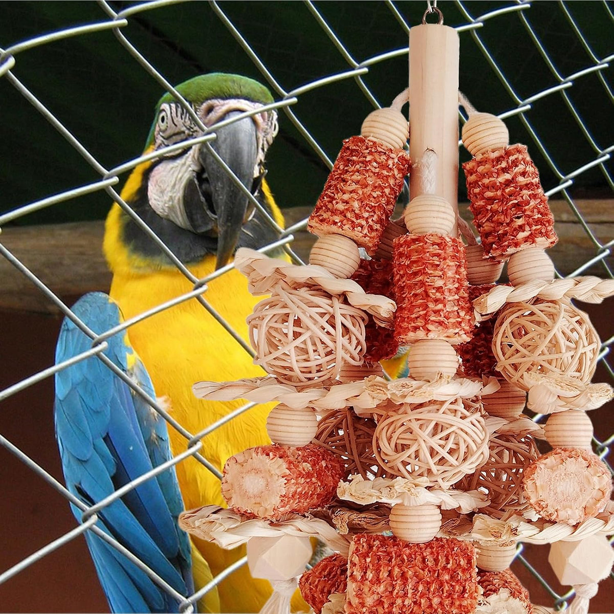 Bird Toys, Natural Corn Stick Parrot Toys Hanging in Bird Cages，for Small and Medium-Sized