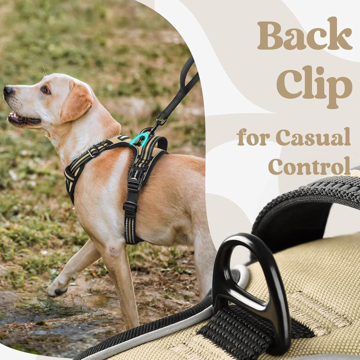 rabbitgoo Dog Harness for Large, No Pull Pet Harness with 3 Buckles, Adjustable Soft Padded Vest