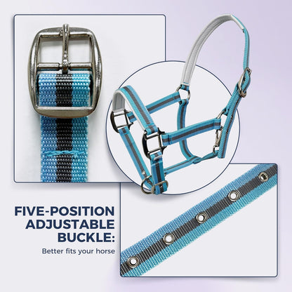 JWODVNTH Adjustable Horse Halter with PP Webbing, Durable Horse Halters with Zinc Alloy Hardware