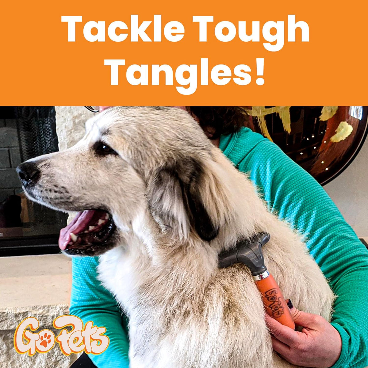 GoPets Double Row Dematting Rake, Undercoat Grooming Tool for Thick and Long Coat Pets, Ideal for