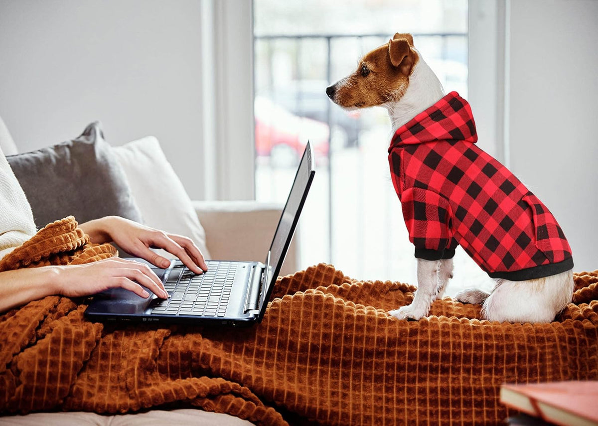 Dog Sweater Red Buffalo Plaid Pet Clothes Warm and Soft Breathable Cozy Small Pet Hoodies Dog