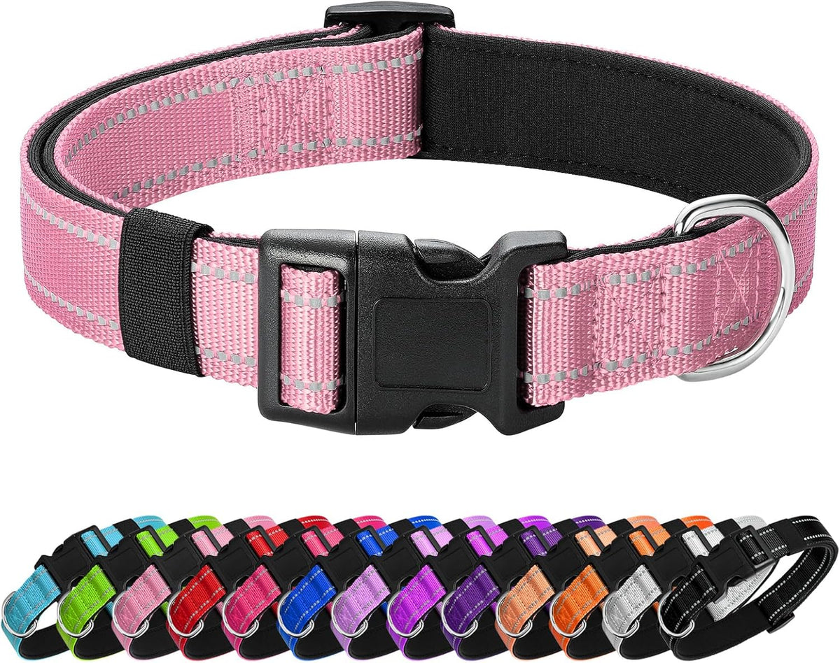 Reflective Dog Collar Padded with Soft Neoprene Breathable Quick Release Basic Dog Collars for