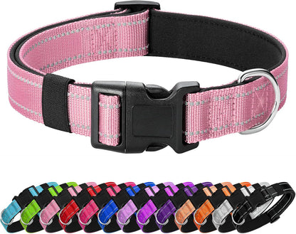 Reflective Dog Collar Padded with Soft Neoprene Breathable Quick Release Basic Dog Collars for