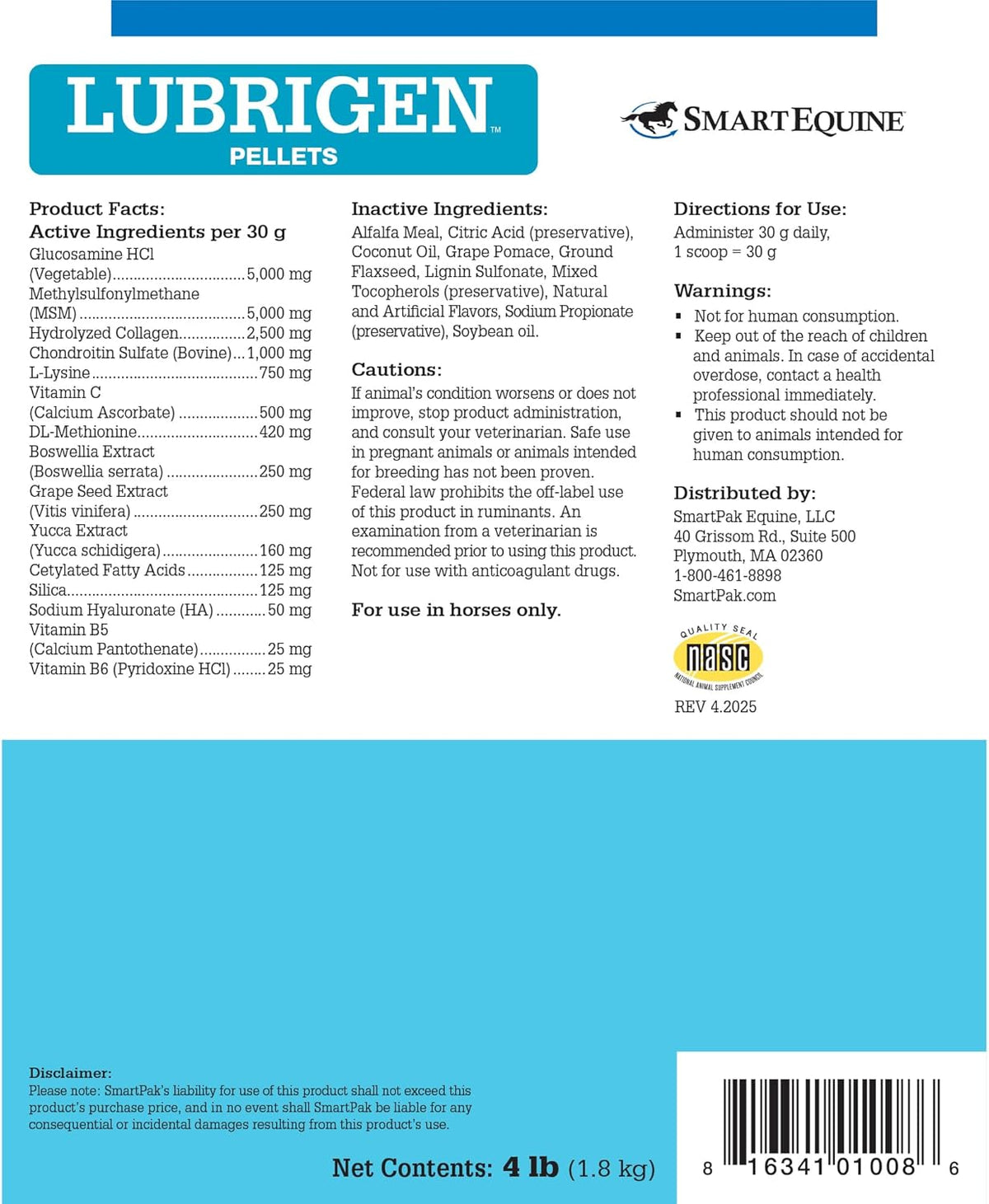 Uckele by SmartEquine Lubrigen Pellets | Advanced Joint Supplement with Glucosamine, Chondroitin |