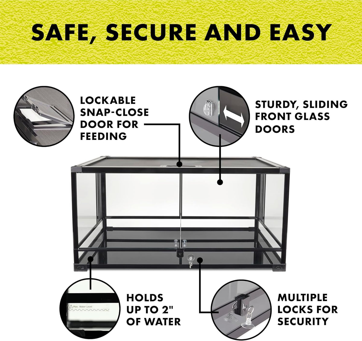 Zilla QuickBuild Reptile 40 Gallon Glass Terrarium Habitat with Swing Door For Geckos, Snakes