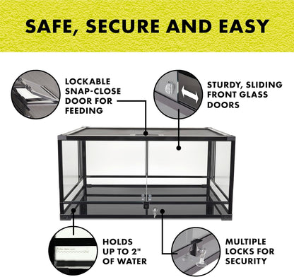 Zilla QuickBuild Reptile 40 Gallon Glass Terrarium Habitat with Swing Door For Geckos, Snakes