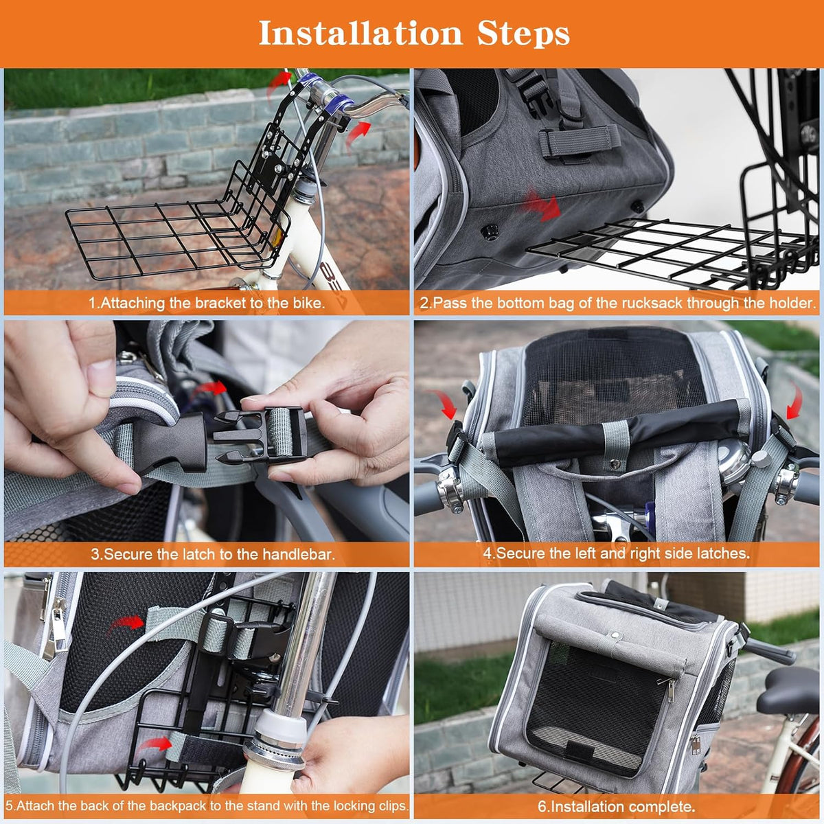 Xixter Dog Basket for Bike, Suitable for Small & Medium Pet Up to 7 kg, Foldable 4-in-1 Pet Bike