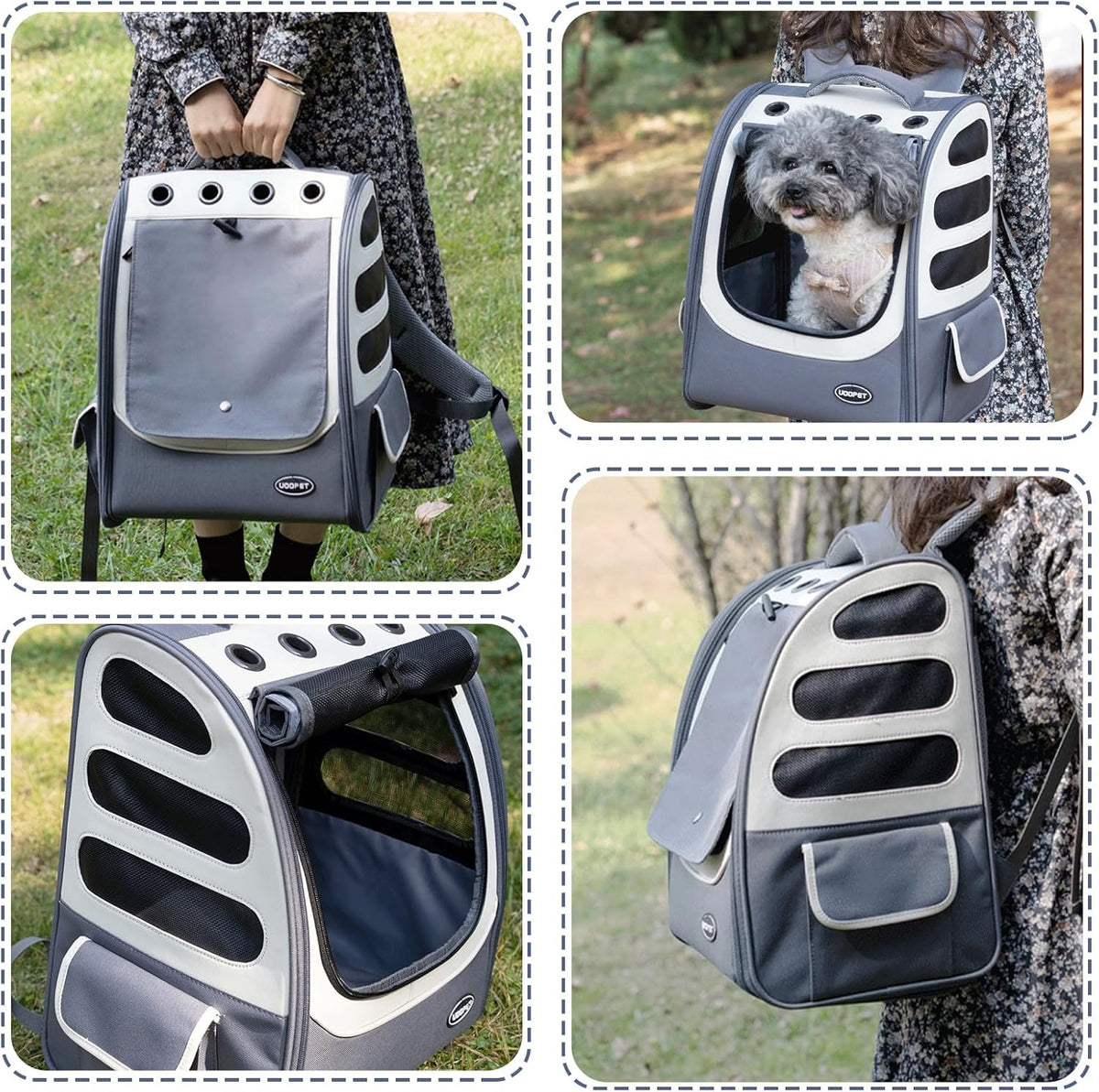 Dog Backpack, Ventilated Pet Hiking Backpack Travel Bag, Airline Approved Cat Backpack for Travel