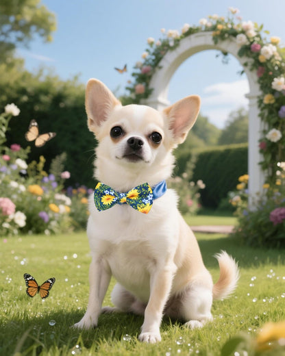 PET SHOW 10 Pack Floral Small Dog Bow Ties Sliding Collar Attachments Puppy Cats Spring Bowties for