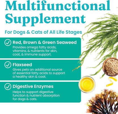Solid Gold Cat & Dog Multivitamin Chews - Kelp, Omega 3 & Vitamins for Dental, Digestive, Immune