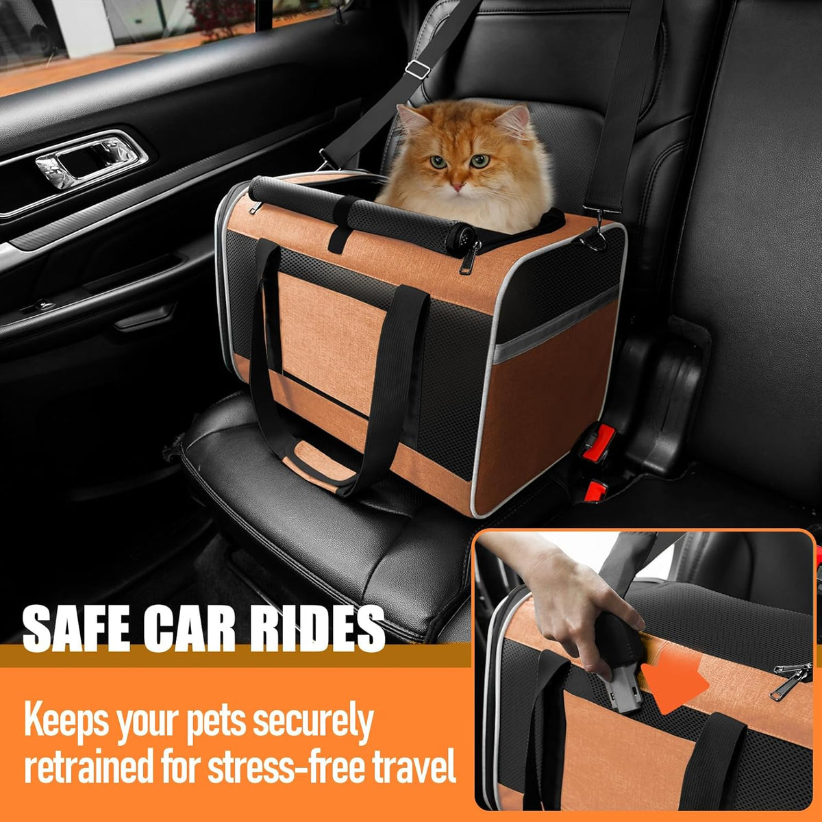 Large Cat Carry Bag, Soft Shell Shih-Tzu Pet Transport Crate, 18x12x12 Top Opening Maltese-Dog