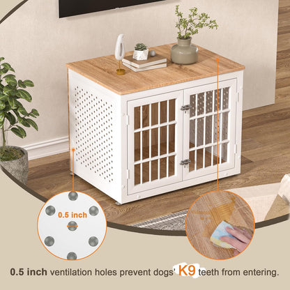 32" Heavy Duty Dog Crate Furniture for Small and Medium Dogs, Metal Kennel for High Anxiety Dogs