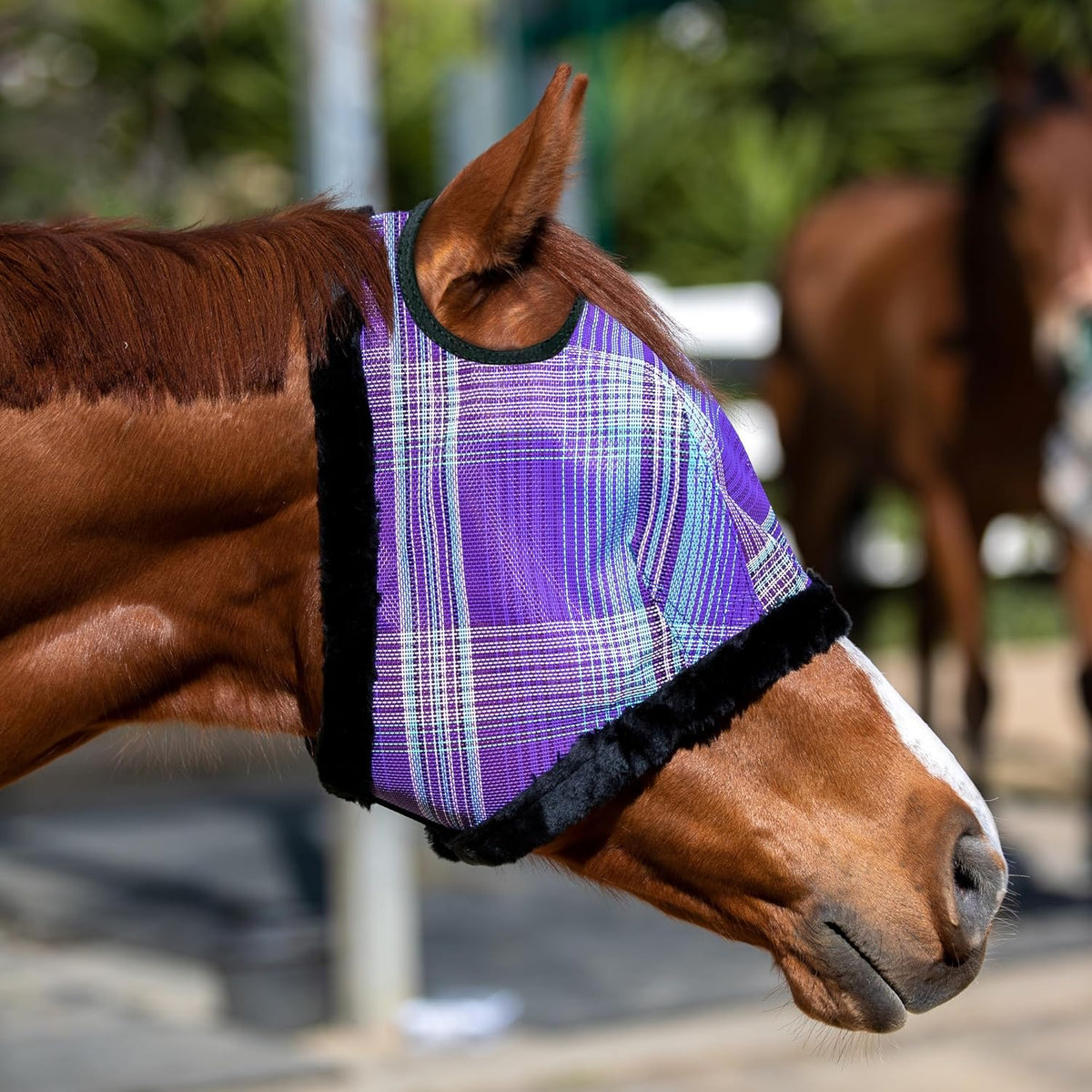 Kensington UV Fly Mask with Fleece Trim - Protective Mask with Dual Ear Opening & Forelock Freedom