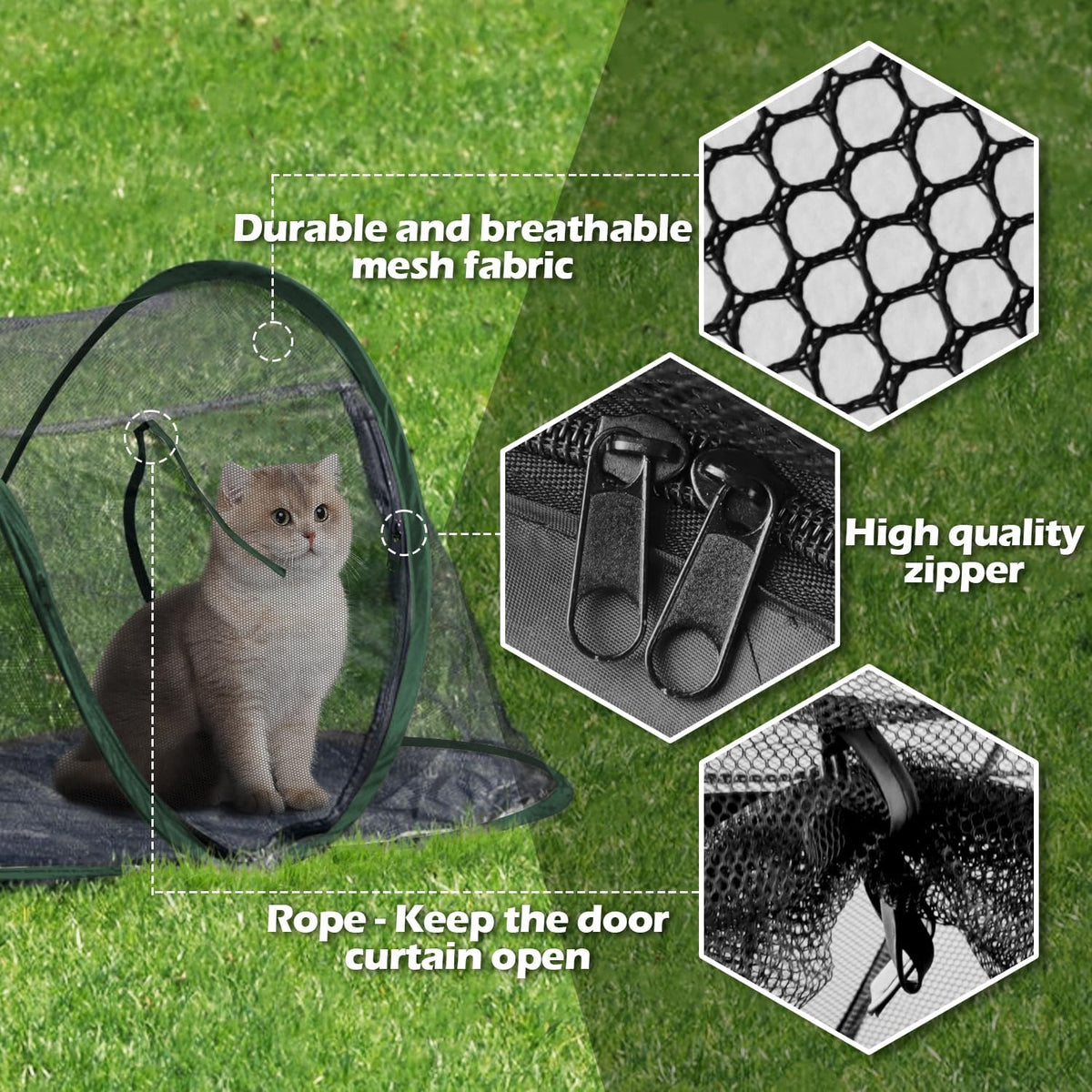 Cat Tent Outdoor, Pet Enclosure Tent Suitable for Cats and Small Animals, Indoor Playpen Portable