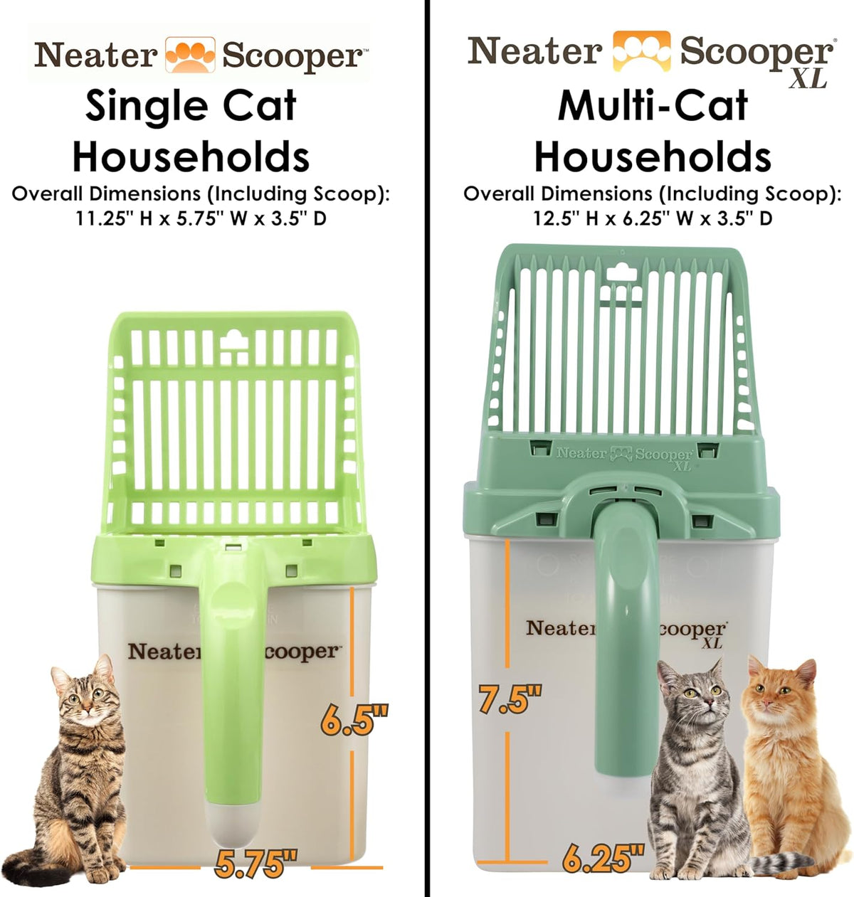 Neater Pet Brands Neater Scooper Standard Cat Litter Scoop, 195 Refill Bags – Mess-Free Cat Litter
