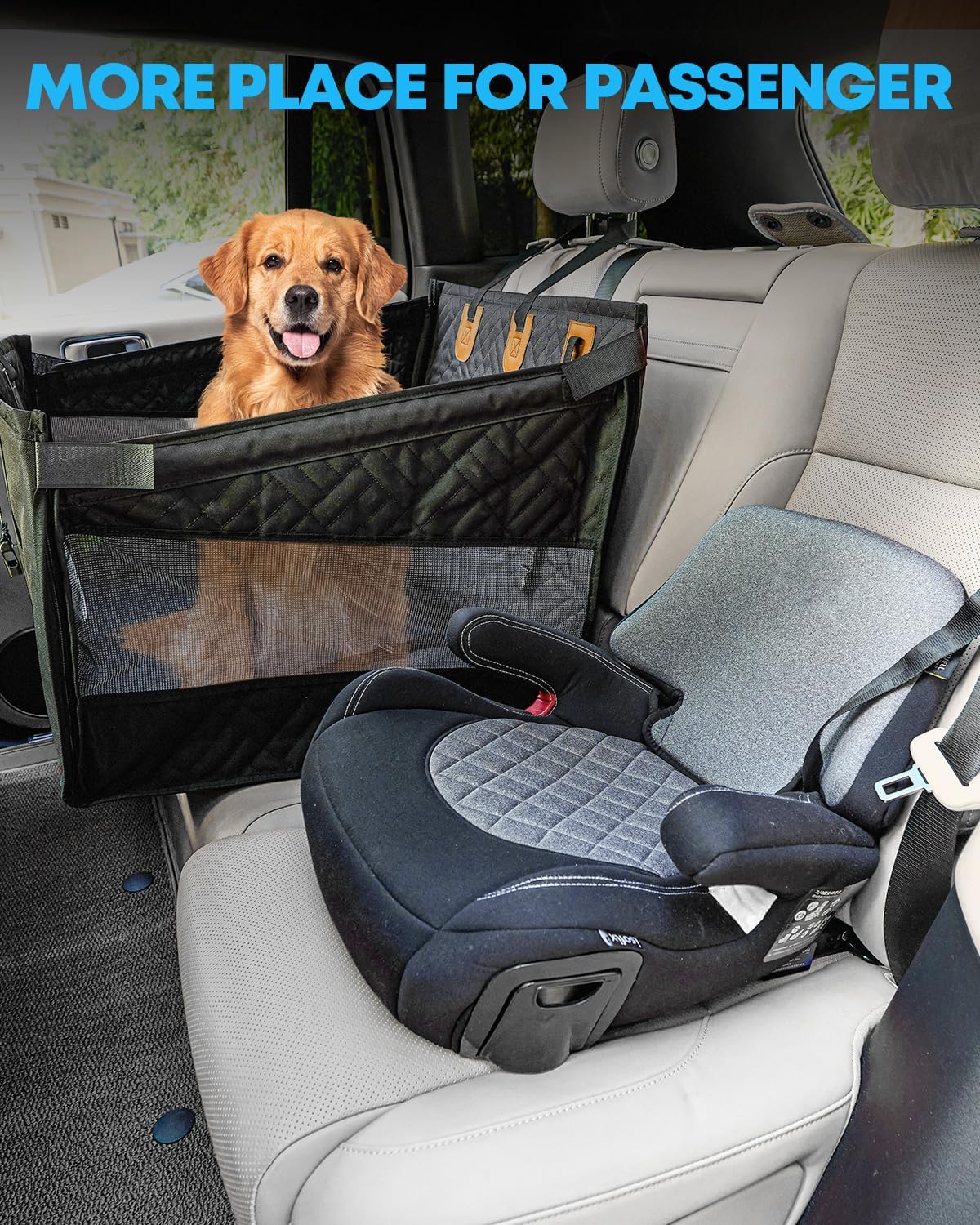 Kohree Dog Car Seat Cover for Medium Large Dogs, Hard Bottom Dog Car Seat Cover for Back Seat