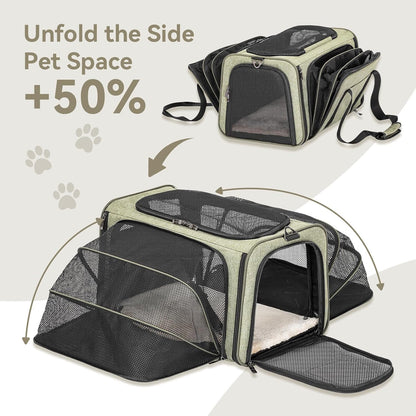 Petsfit Expandable Rabbit Carrier Bunny Carriers, 16 Inch Airline Approved Pet Carrier with 2