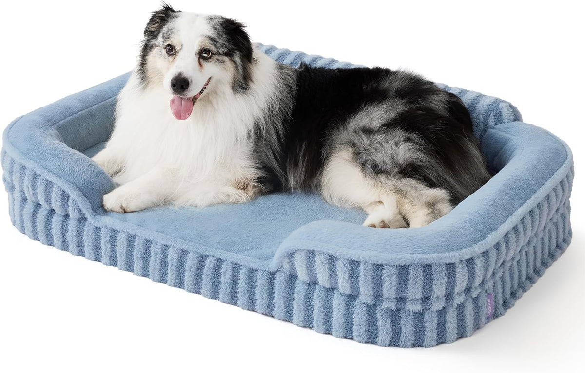 LE SURE Cute L-Plus Dog Beds, Orthopedic Waterproof Large Pet Bed with Sides, Non-Slip Bottom and