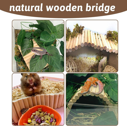 Hamiledyi 11.37 X 5.9 Inches Hides for Tortoises Wood Bendy Bridge Reptile Hide Climbing Ladder