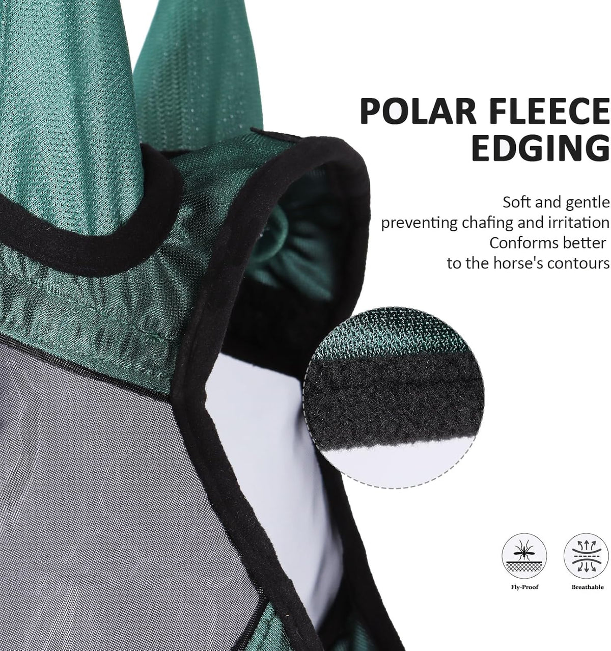 Harrison Howard Pro Luminous Horse Half Face Fly Mask Large Eye Space with Ears UV Protection for