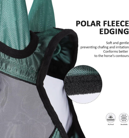 Harrison Howard Pro Luminous Horse Half Face Fly Mask Large Eye Space with Ears UV Protection for