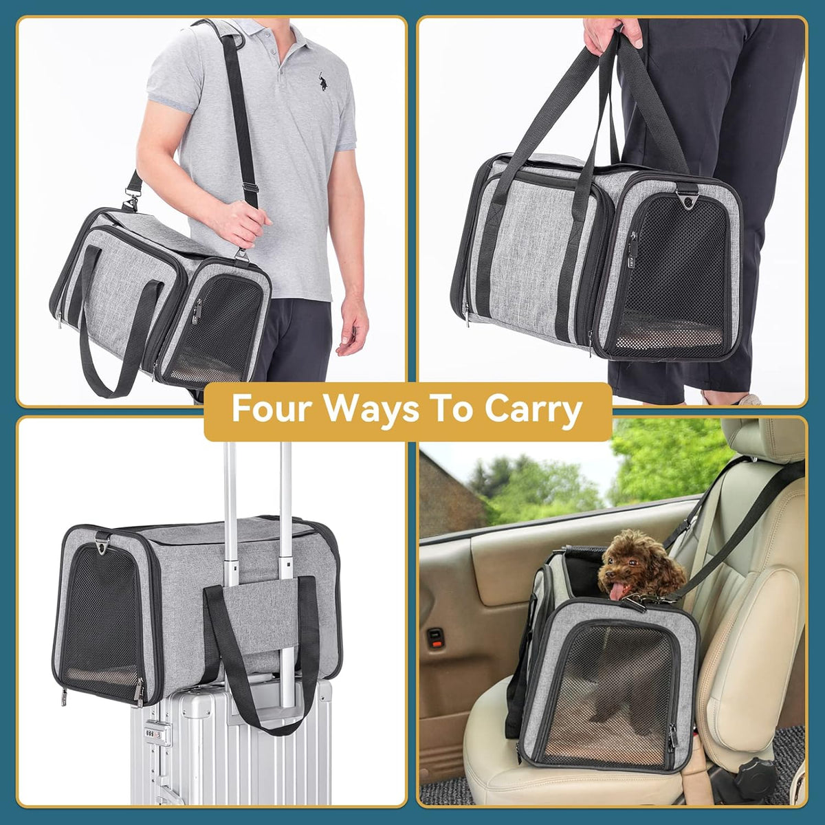 Petsfit Cat Carrier Airline Approved, 17 X11 X11 Soft-Sided Pet Carrier for Medium Cat/Small Dog