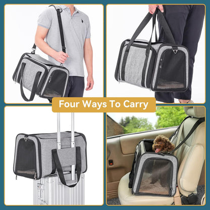 Petsfit Cat Carrier Airline Approved, 17 X11 X11 Soft-Sided Pet Carrier for Medium Cat/Small Dog