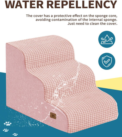 Dog Step for Bed, Dog Stair 3-Step 35D Pet Stair 15.7" H for High Bed or Sofa Non-Slip Balanced Pet