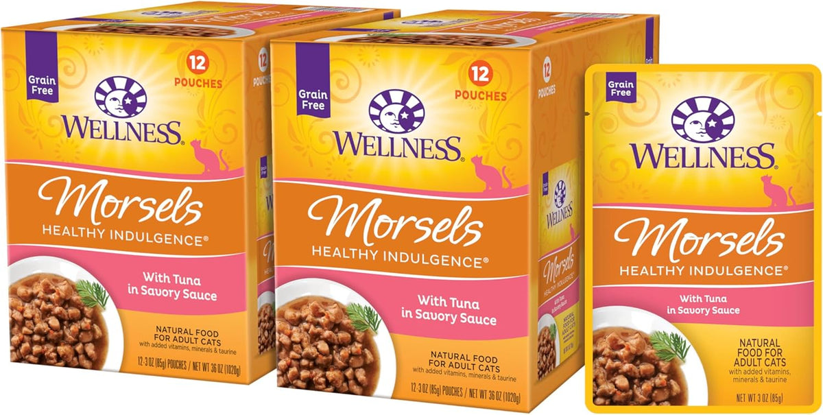 Wellness Healthly Indulgence Morsels Adult Wet Cat Food, Natural, Protein-Rich, Grain Free, 3 Ounce