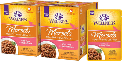 Wellness Healthly Indulgence Morsels Adult Wet Cat Food, Natural, Protein-Rich, Grain Free, 3 Ounce
