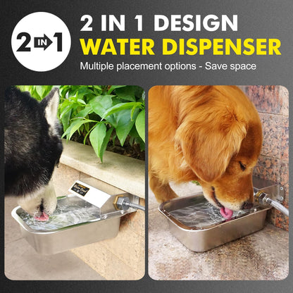 Automatic Water Dispenser for Dogs, Patented 3L Outdoor Dog Drinking Water Bowl, Stainless Steel