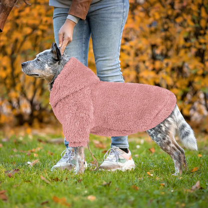 Fuzzy Dog Hoodie Dog Sweaters for Large Dogs Soft Double-Sided Plush Fleece Sweater Clothes Coats