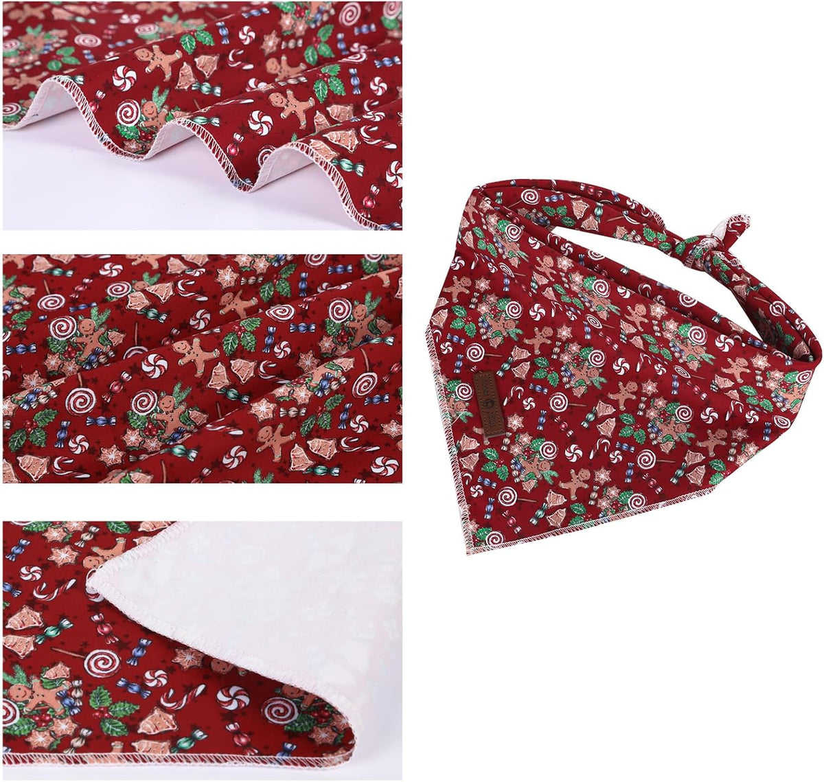 lionet paws Christmas Dog Bandana,Christmas Gingerbread Man Fabric Dogs Kerchief for Medium Large