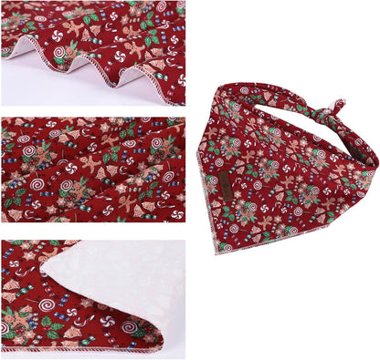lionet paws Christmas Dog Bandana,Christmas Gingerbread Man Fabric Dogs Kerchief for Medium Large