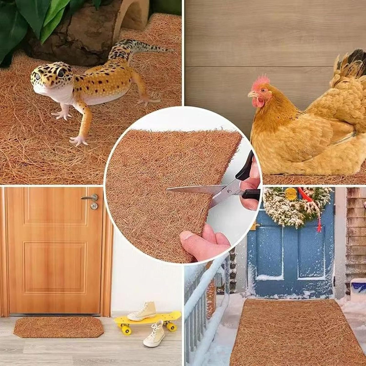 10Pcs Reptile Substrate Mat Carpet Chicken Nest Mat 30 * 30cm Natural Coconut Fiber Pet Mat