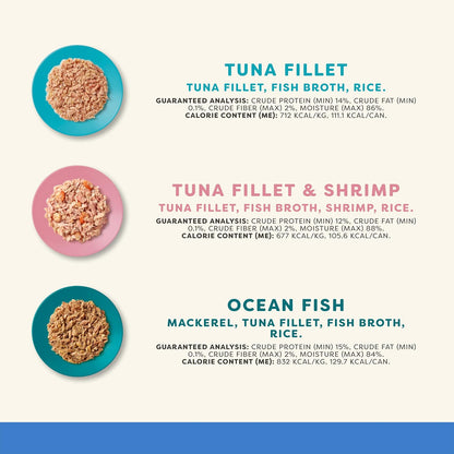 Applaws Natural Wet Cat Food in Broth, Made with Limited and Natural Ingredients, Fish Selection