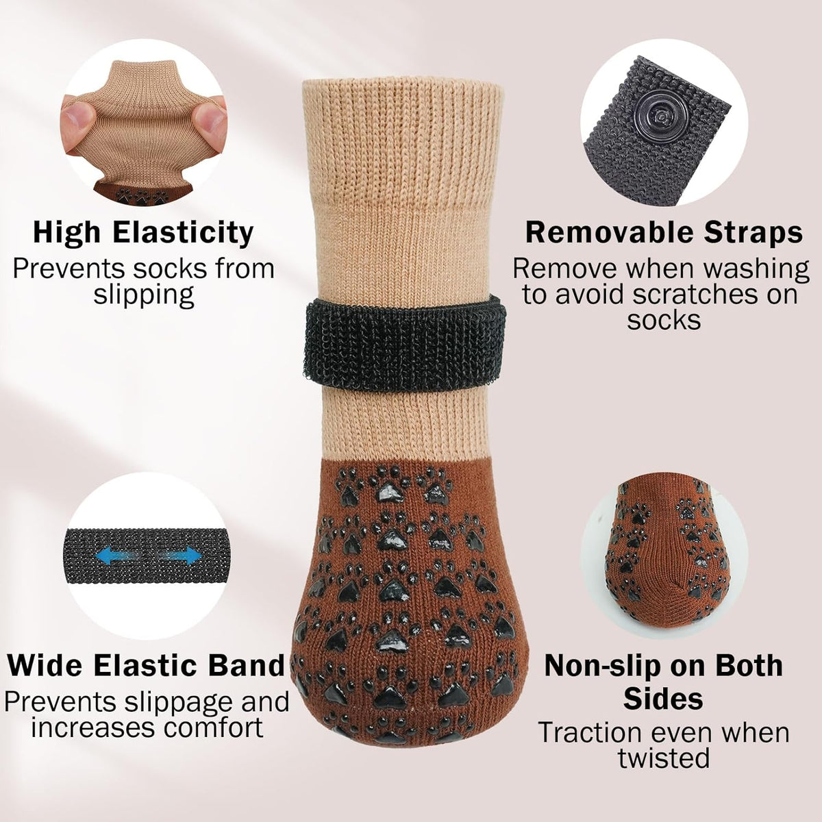 SCENEREAL Dog Socks to Prevent Licking Paws for Hardwood Floors Anti Slip, Dog Grippy Socks Shoes