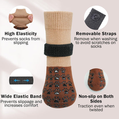 SCENEREAL Dog Socks to Prevent Licking Paws for Hardwood Floors Anti Slip, Dog Grippy Socks Shoes