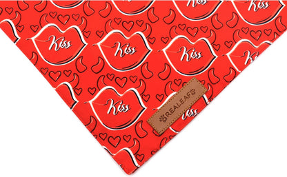 Realeaf Valentine's Day Dog Bandanas 2 Pack, Reversible Heart Dog Scarf for Boy and Girl, Premium