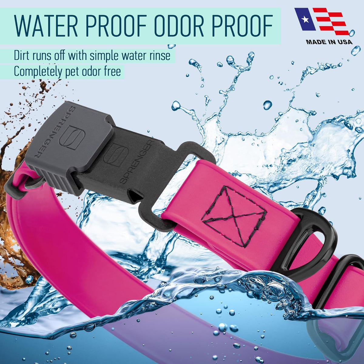 Dogline Biothane Waterproof Dog Collar with Herm Sprenger Black Stainless Steel Quick Release