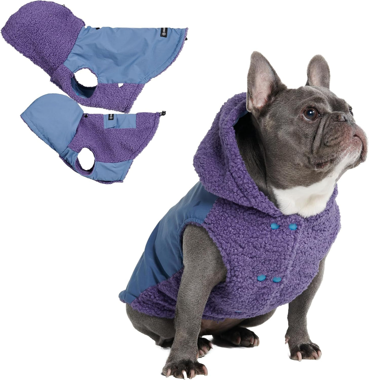Spark Paws Reversible Dog Sweater, Sherpa Jacket Vest with Warm Fleece Lining, Warm Coat for