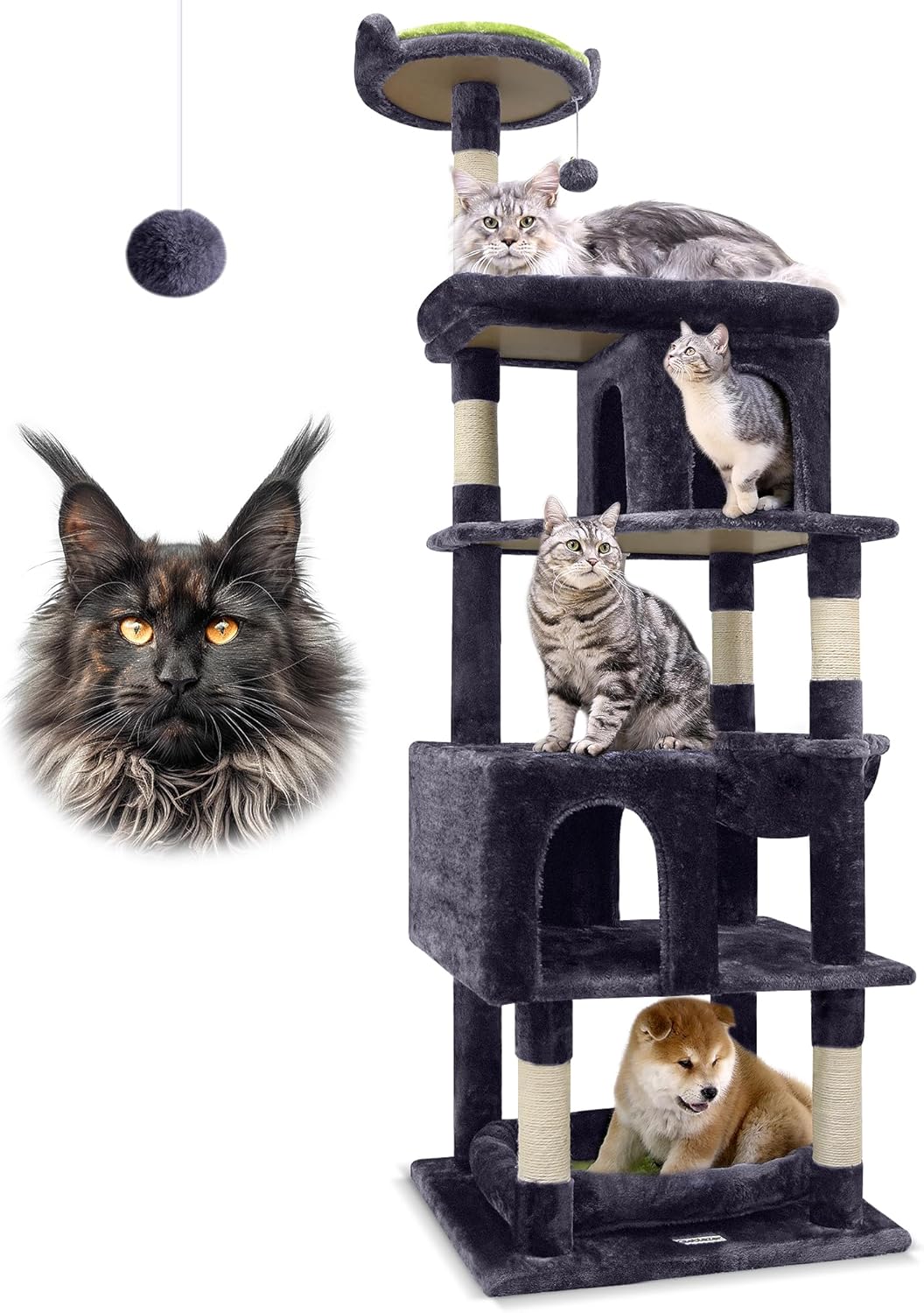 Globlazer Heavy Duty Cat Trees for Large Cats, Sturdy 72in Maine Coon Cat Tree for Large Cats 20