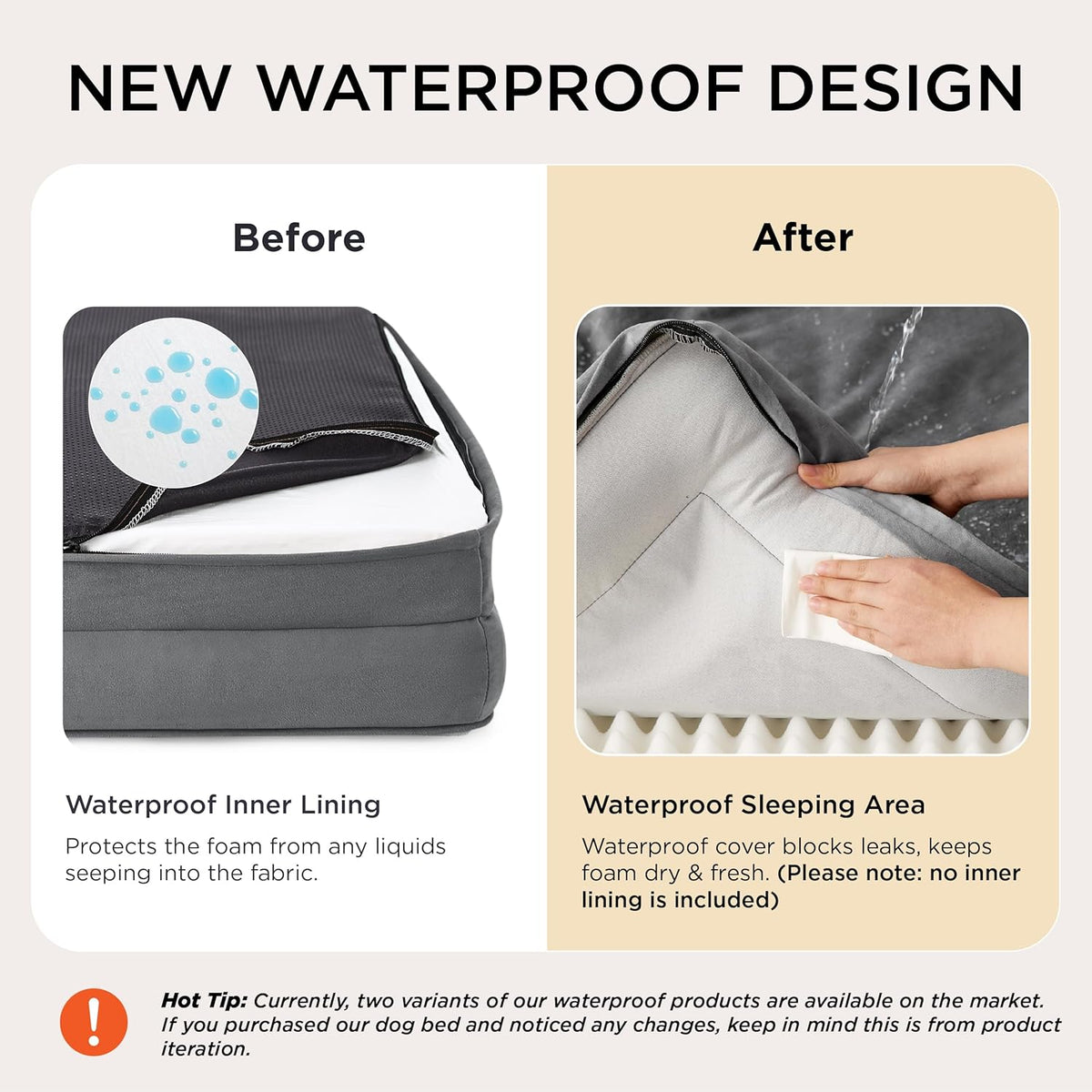 Bedsure Orthopedic Dog Bed Medium Size Dogs - Washable Medium Dog Cat Bed Waterproof, Comfort Pet