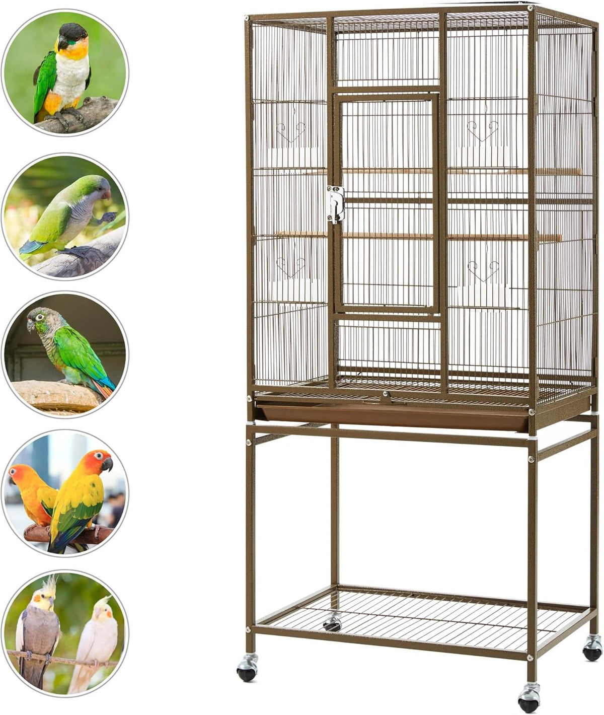 Yaheetech Wrought Iron Standing Large Parrot Parakeet Flight Bird Cage with Stand for Small Parrot