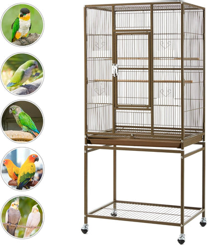 Yaheetech Wrought Iron Standing Large Parrot Parakeet Flight Bird Cage with Stand for Small Parrot